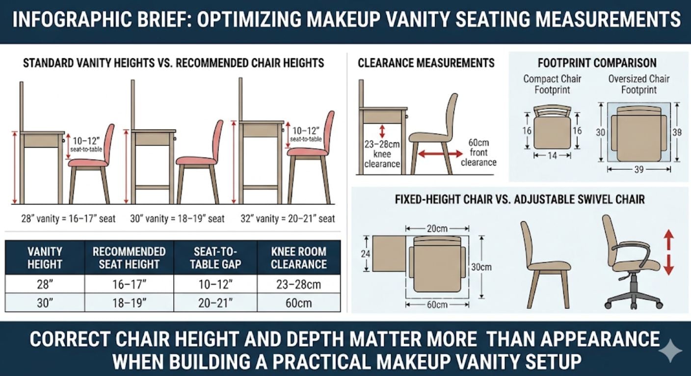 Makeup Vanity Chair: Comfort, Height & Aesthetic Tips Infographic