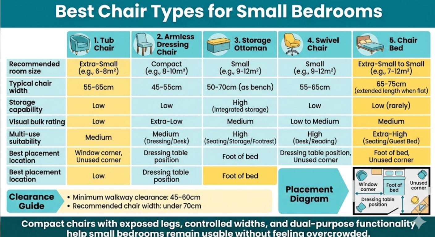 Small Bedroom Chair: How to Choose One Without Crowding the Room infographic