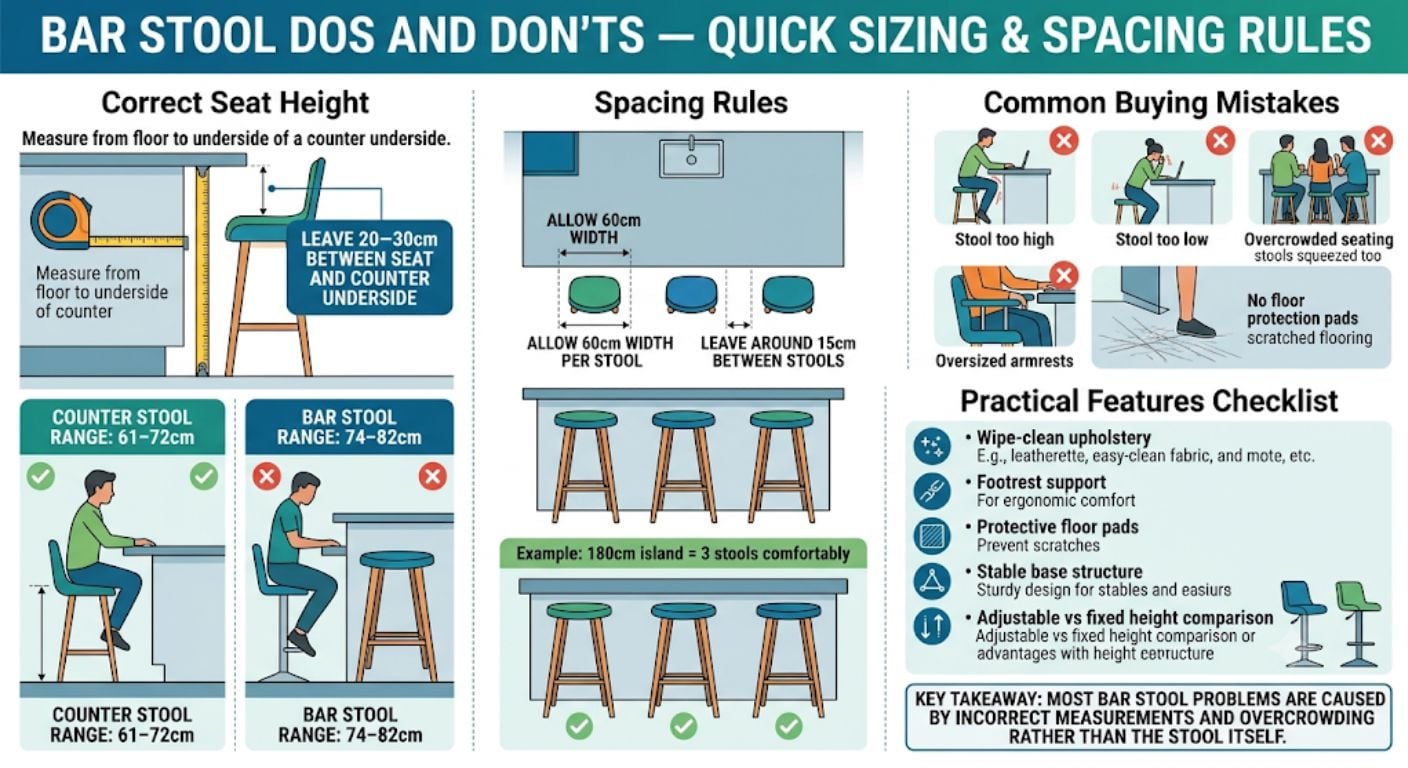 Bar stool do's and dont infographic