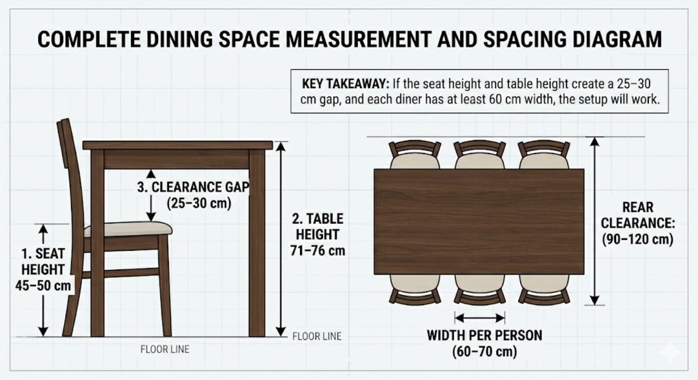 dining chair spacing diagram