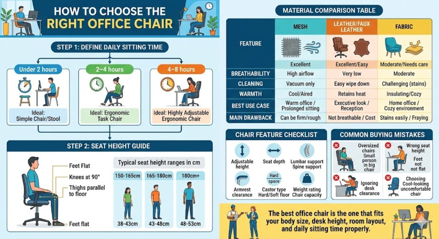 how to choose an office chair infographic
