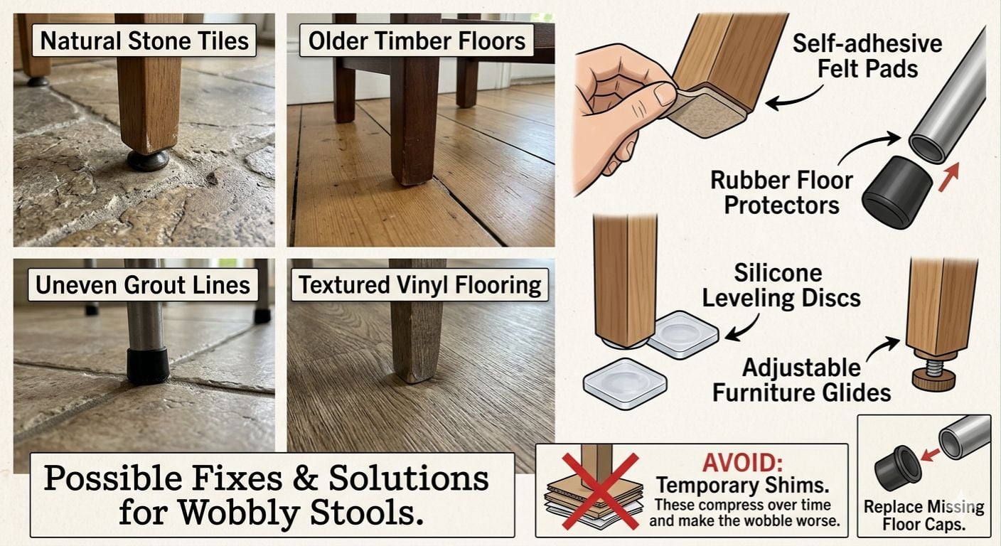 wobbly stool, floor feature