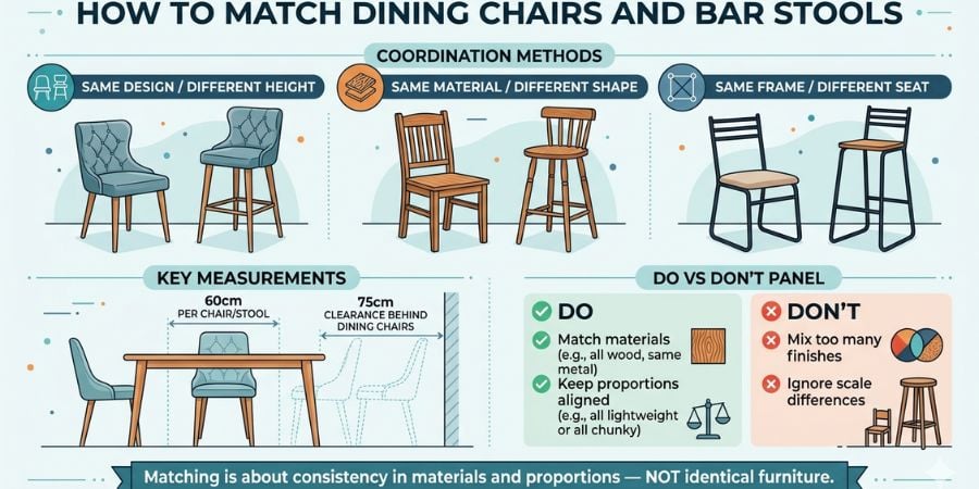 How to Match Dining Chairs and Bar Stools