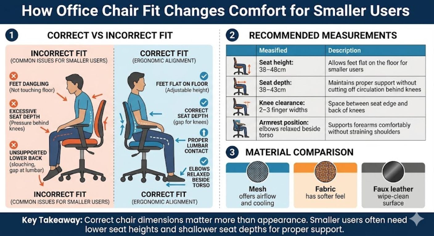 office chair fit for women infographic