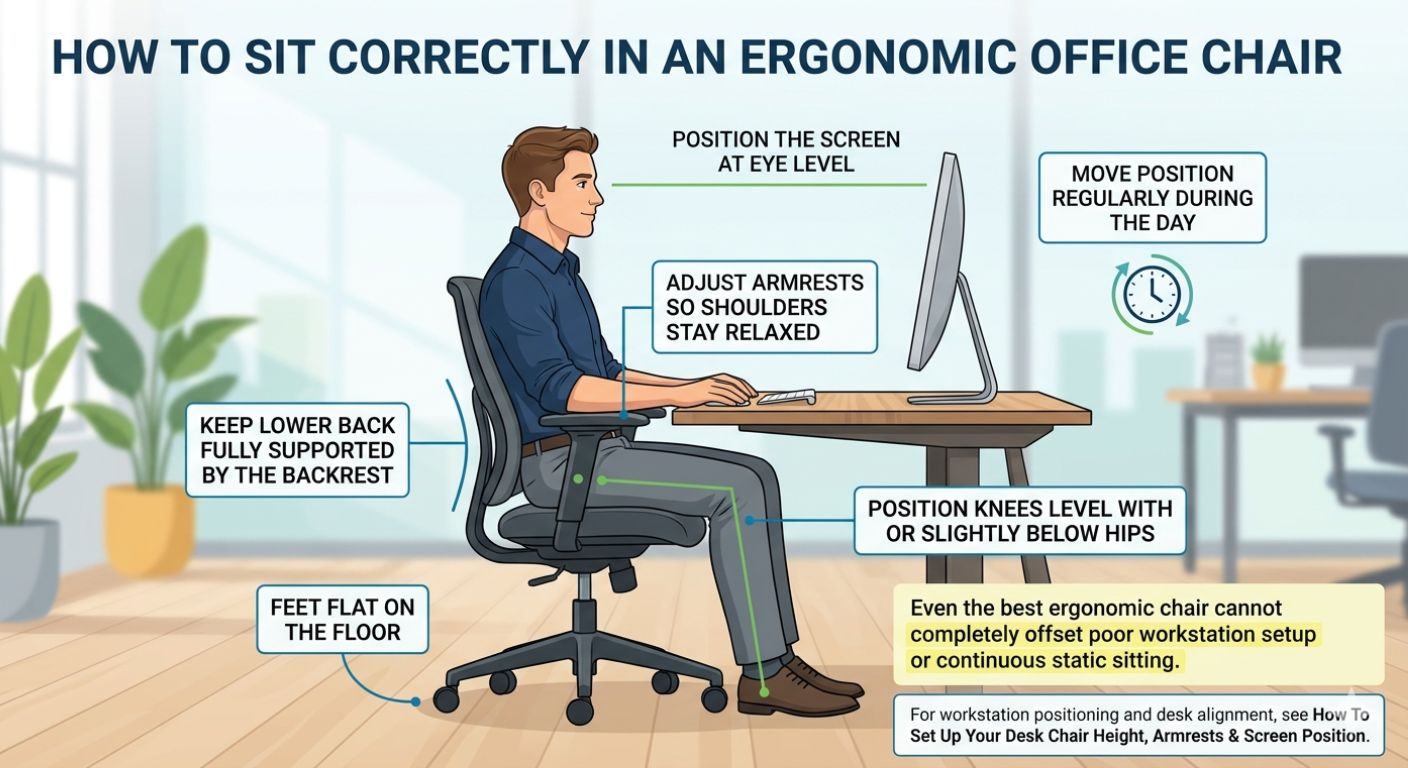 how to sit in ergonomic chair image